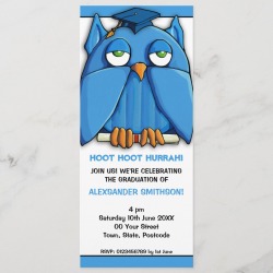 Aqua Owl Grad Graduation Party 4 Invitation found on Bargain Bro from Zazzle for USD $2.14