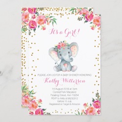 Elephant baby shower invitation found on Bargain Bro from Zazzle for USD $2.20