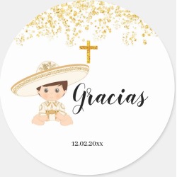 Mexican Gold Charro Baptism Sticker found on Bargain Bro Philippines from Zazzle for $6.65