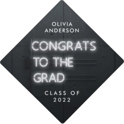 Graduation neon black white bright modern congrats Graduation Cap...