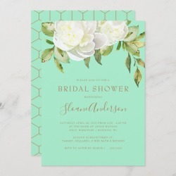 Neo Mint Spring Floral Peony Bridal Shower