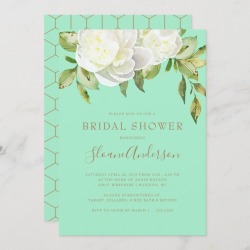 Neo Mint Spring Floral Peony Bridal Shower