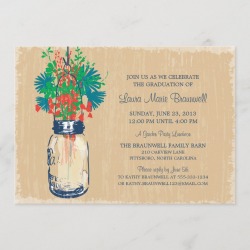 Graduation Cards - Vintage Mason Jar and Wildflowers Graduation Card