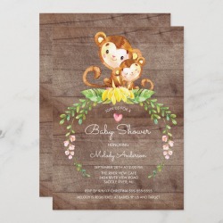 Rustic Safari Jungle Monkey Baby Shower Invitation found on Bargain Bro from Zazzle for USD $1.82