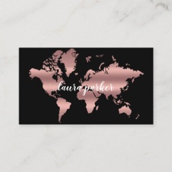 Travel Agent Faux Rose Gold World Map Destination Business Card found on Bargain Bro Philippines from Zazzle for $23.35