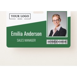 Custom Business Logo Barcode Photo Employee Green Badge found on Bargain Bro Philippines from Zazzle for $4.47