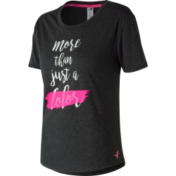 New Balance Women's Pink Ribbon Heather Tech Graphic Tee Black with Pink
