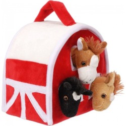 Plush Barn with 3 Plush Horses