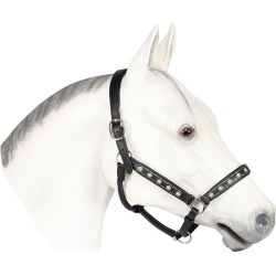 HDR Embroidered Royal Black Leather Halter Pony