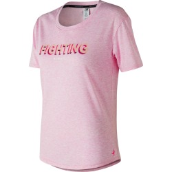 New Balance Women's Pink Ribbon Heather Tech Graphic Tee Pink with Pink
