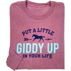 Stirrups Adult Giddy Up L/S Tee S Berry