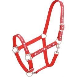 Tough-1 I Love My Horse Nylon Halter Red