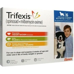 Trifexis Chewable Tablets for Dogs 40-60lbs 6 Mont