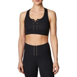 SCOOPNECK LACE UP BRA BLACK