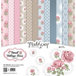 Sweet Vintage Rose - Elizabeth Craft ModaScrap Paper Pack 12"X12" 12/Pkg