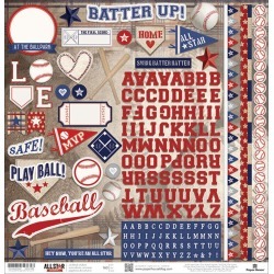 Baseball Cardstock Stickers 12"X12"