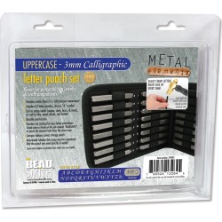 Calligraphic 3mm .125" Uppercase Letters - Alphabet Punch Set W/Case 27/Pkg