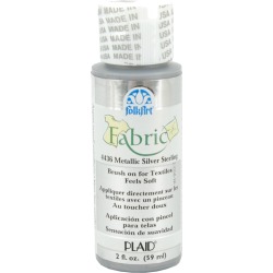 Silver Sterling - FolkArt Fabric Brush-On Paint 2oz