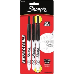 Black - Sharpie Ultra Fine Point Retractable Permanent Markers 3/Pkg