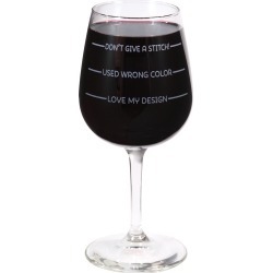 Don't Give A Stitch - Stitch Happy Wine Glass In Box 12oz