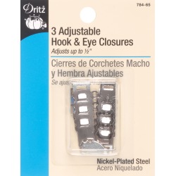 Adjustable Hooks & Eyes 1-1/2" 3/Pkg - Nickel