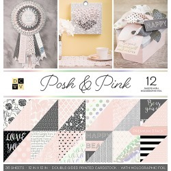Posh & Pink W/Holographic Foil - DCWV Double-Sided Paper Stack 12"X12" 36/Pkg