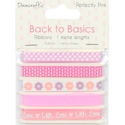 Perfectly Pink - Dovecraft Back To Basics Ribbon Pack 5/Pkg