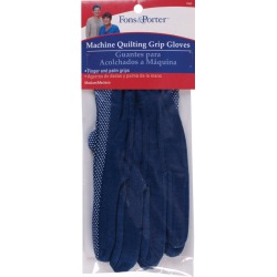 Medium - Blue - Fons & Porter Machine Quilting Grip Gloves 1 Pair