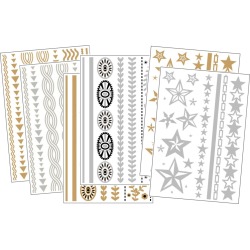 Body Art Metallic Flash Tattoo Bundle 4, 6 Sheets