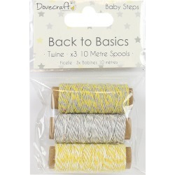 Baby Steps - Dovecraft Back To Basics Twine, 3 Spools/Pkg