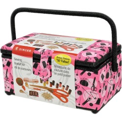 11.5"X6"X6.5" Pink Notions - Sewing Basket