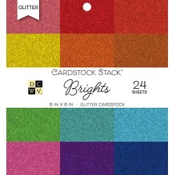 Brights Glitter Solid - DCWV Single-Sided Cardstock Stack 6"X6" 24/Pkg
