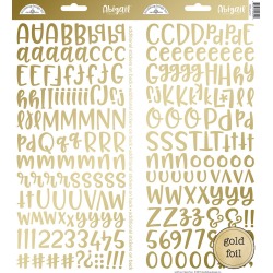 Gold Foil Abigail Alpha Stickers - Doodlebug