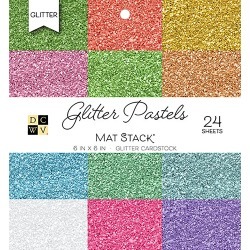 Glitter Pastels Solid - DCWV Single-Sided Cardstock Stack 6"X6" 24/Pkg