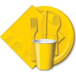 School Bus Yellow - Paper Hot & Cold Cups 9oz 24/Pkg