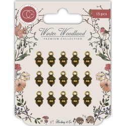 Vintage Metal Acorn - Craft Consortium Winter Wonderland Metal Charms 15/Pkg