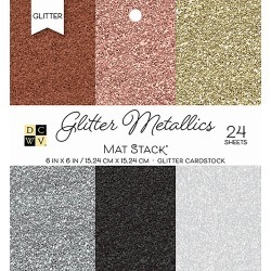Glitter Metallics Solid - DCWV Single-Sided Cardstock Stack 6"X6" 24/Pkg