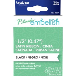Black On White - P-Touch Embellish Satin Ribbon