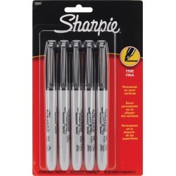 Black - Sharpie Fine Point Permanent Markers 5/Pkg
