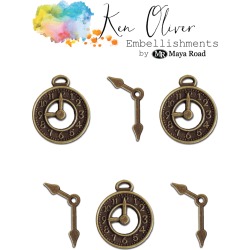 Vintage Clocks & Hands, 6/Pkg - Ken Oliver Metal Embellishments