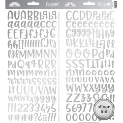 Silver Foil Abigail Alpha Stickers - Doodlebug