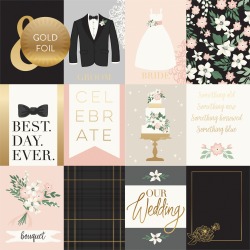 3X4 Journaling Cards Gold Foiled Paper - Wedding Day - Echo Park