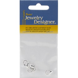 12mm Lobster Clasps 4/Pkg - Silver Metal Findings