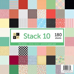 Stack 10 Printed, 60 Designs/3 Each - DCWV Single-Sided Paper Stack 12"X12" 180/Pkg