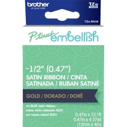 Gold On Navy Blue - P-Touch Embellish Satin Ribbon