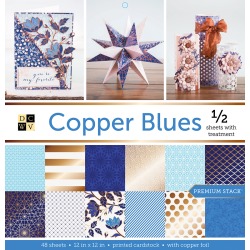 Copper Blues, Half W/Foil - DCWV Paper Stack 12"X12" 48/Pkg