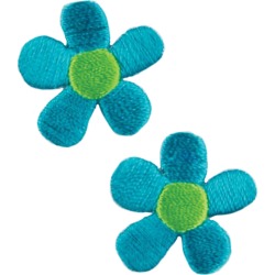 Turquoise Flowers 2/Pkg - Iron-On Appliques