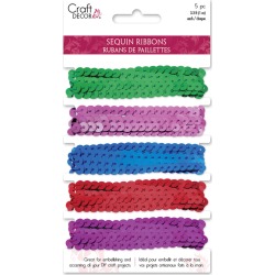 Glamour - Craft Decor Ribbons: Plastic Sequins Ribbon 5/Pkg