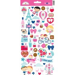 French Kiss Icons Sticker Sheet - Doodlebug