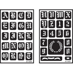 Old English Alphabet - Over 'N' Over Reusable Glass Etching Stencils 5"X8" 2/Pkg